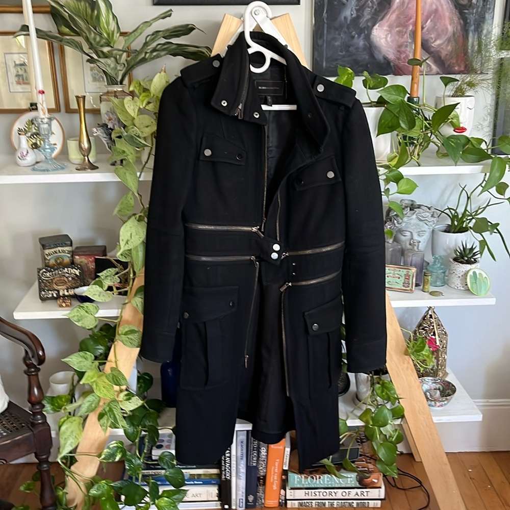 BCBG MAXAZRIA | Size S Black Zipper PeaCoat